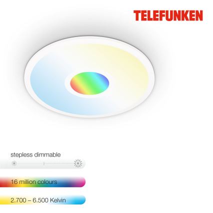 Telefunken 319306TF - LED RGBW Zatemnitvena svetilka LED/22W/230V 2700-6500K + Daljinski upravljalnik