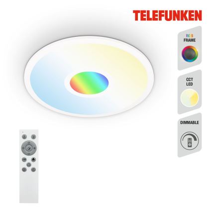 Telefunken 319306TF - LED RGBW Zatemnitvena svetilka LED/22W/230V 2700-6500K + Daljinski upravljalnik