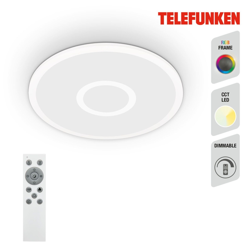 Telefunken 319306TF - LED RGBW Zatemnitvena svetilka LED/22W/230V 2700-6500K + Daljinski upravljalnik