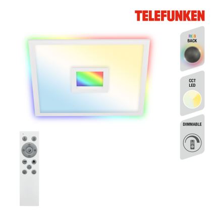 Telefunken 319506TF - RGBW Stropna svetilka z možnostjo zatemnitve LED/36W/230V 2700-6500K bela + Daljinski upravljalnik