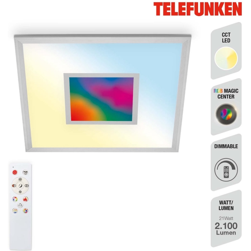 Telefunken 319704TF - LED RGB Zatemnitvena stropna svetilka LED/24W/230V 3000-6500K + Daljinski upravljalnik