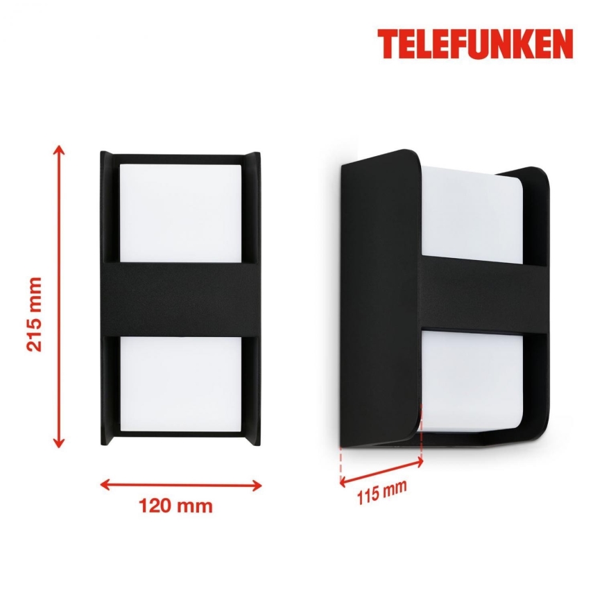 Telefunken 321005TF - Zunanja stenska svetilka 1xE27/12W/230V IP44 črna