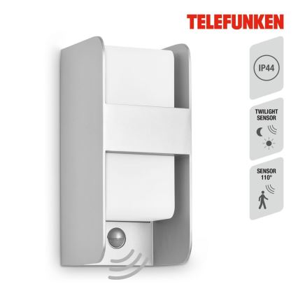Telefunken 321104TF - Zunanja stenska svetilka s senzorjem 1xE27/12W/230V IP44 bela