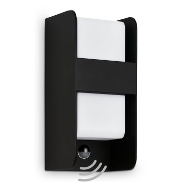 Telefunken 321105TF - Zunanja stenska svetilka s senzorjem 1xE27/12W/230V IP44 črna