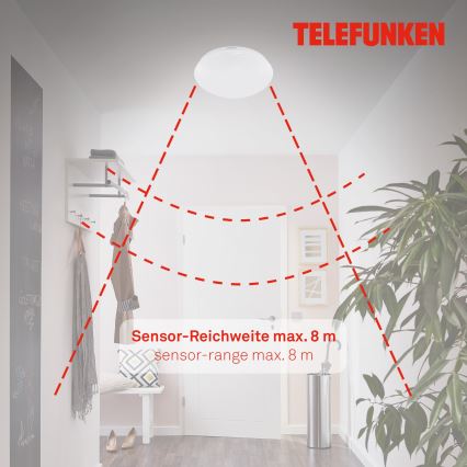 Telefunken 601206TF - LED Kopalniška stropna svetilka s senzorjem LED/15W/230V IP44 pr. 28 cm