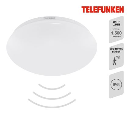 Telefunken 601206TF - LED Kopalniška stropna svetilka s senzorjem LED/15W/230V IP44 pr. 28 cm