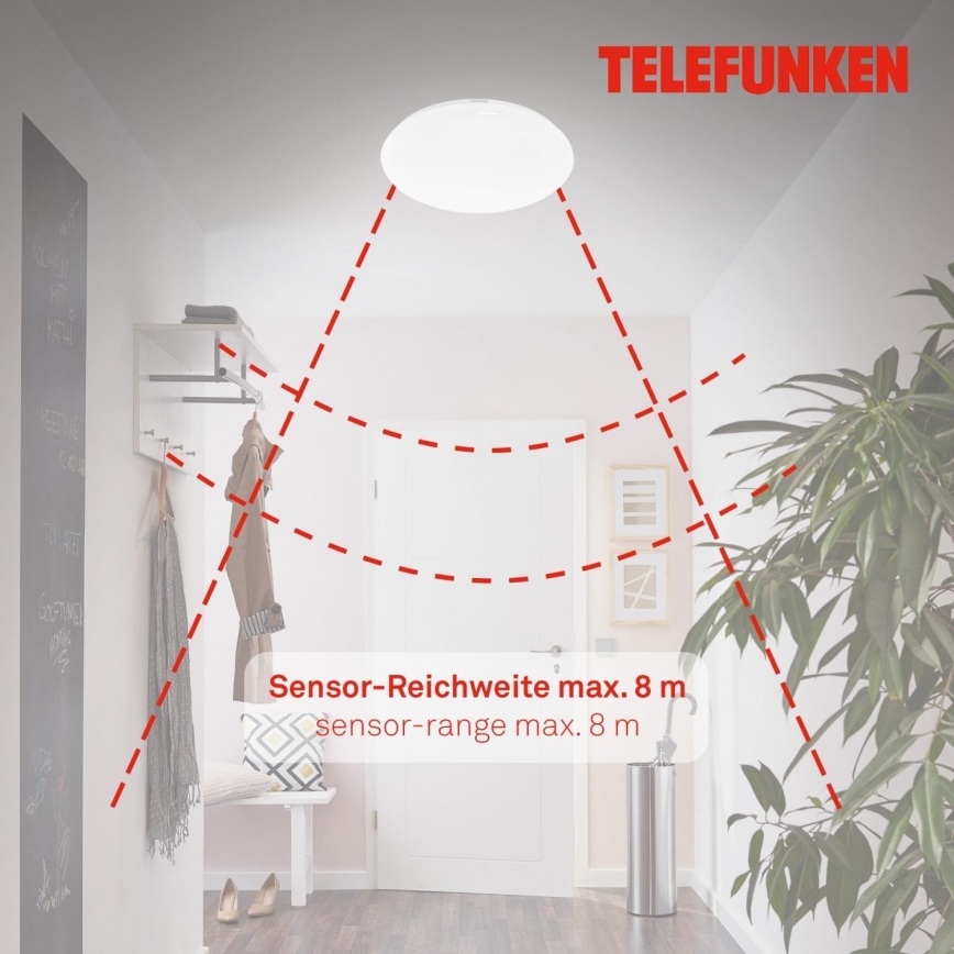 Telefunken 601306TF - LED Kopalniška stropna svetilka s senzorjem LED/20W/230V IP44 pr. 40 cm