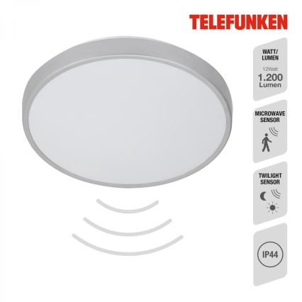 Telefunken 601604TF - LED Kopalniška stropna svetilka s senzorjem LED/12W/230V IP44 pr. 29 cm