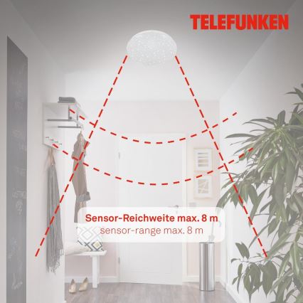 Telefunken 601706TF - LED Stropna svetilka s senzorjem LED/12W/230V pr. 27 cm