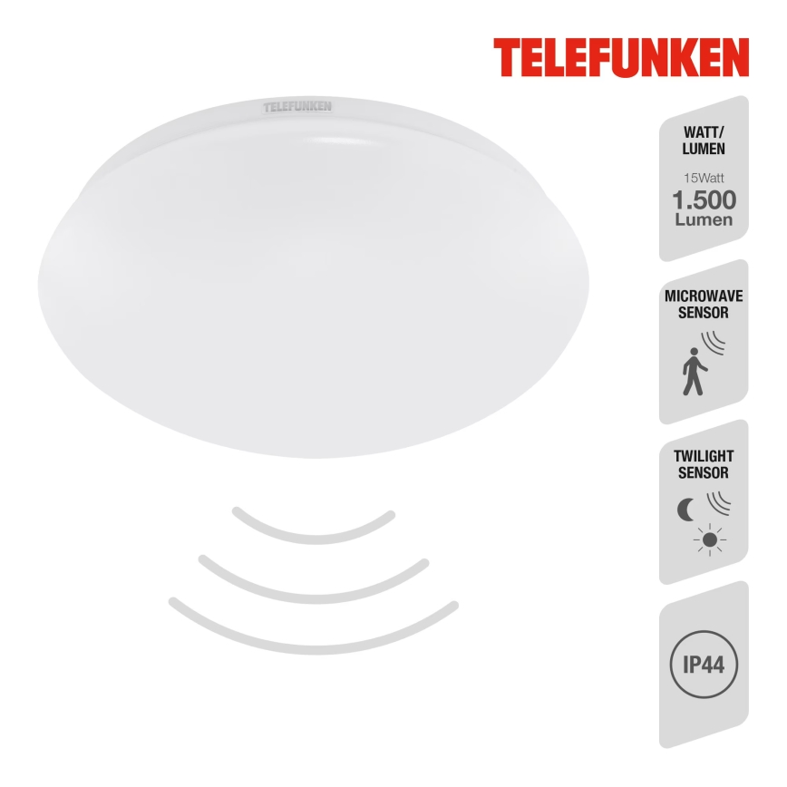 Telefunken 602006TF - LED Kopalniška stropna svetilka s senzorjem LED/15W/230V IP44 4000K