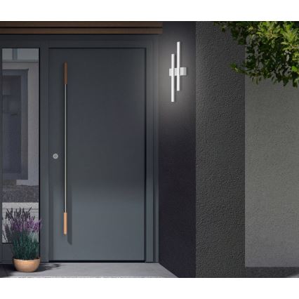 Telefunken - LED zunanja stenska svetilka 2xLED/4W/230V IP44 srebrna