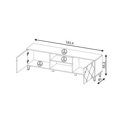Televizijska omarica SULA, hrast craft/črna