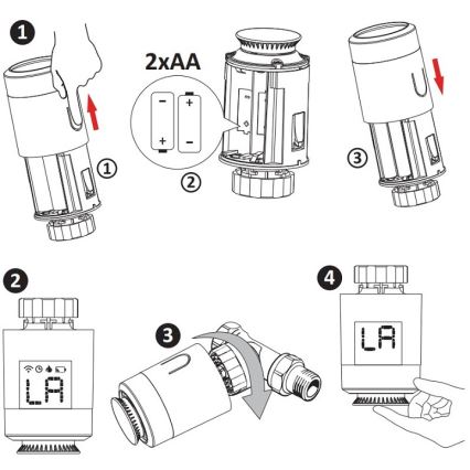 Termostatska glava Wi-Fi ZigBee 2xAA/3V Tuya