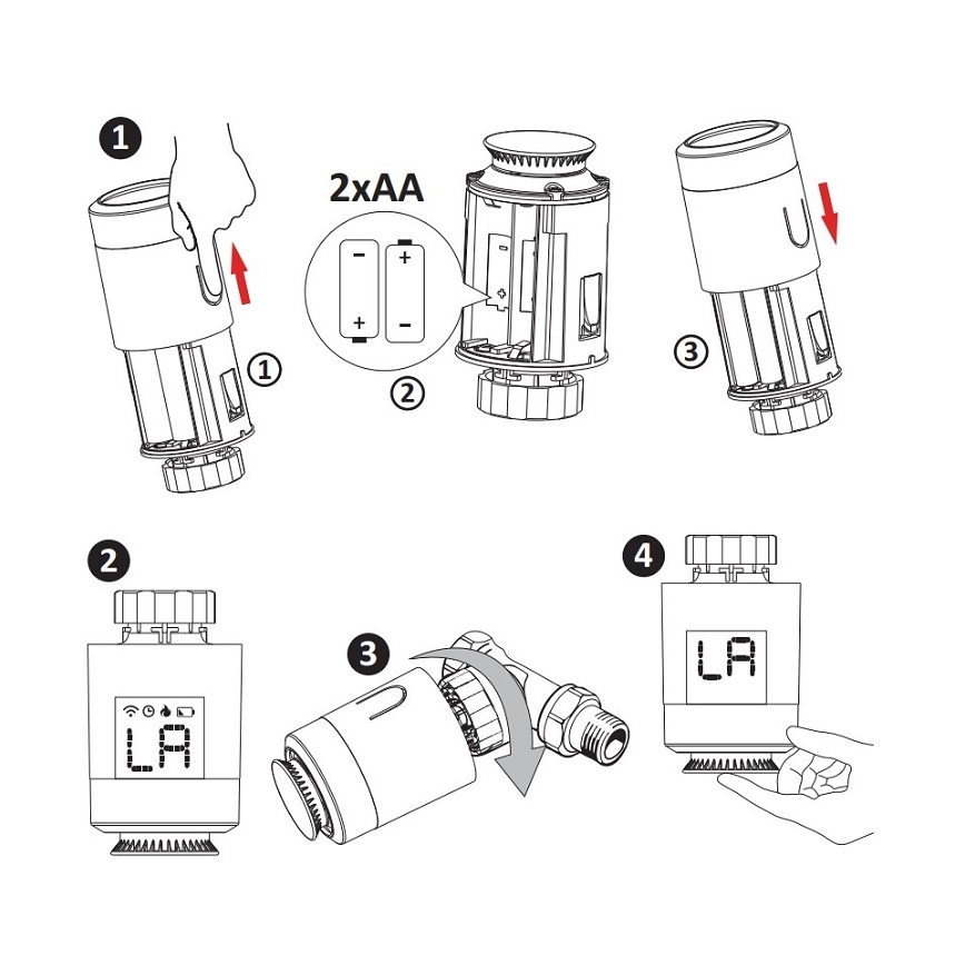 Termostatska glava Wi-Fi ZigBee 2xAA/3V Tuya