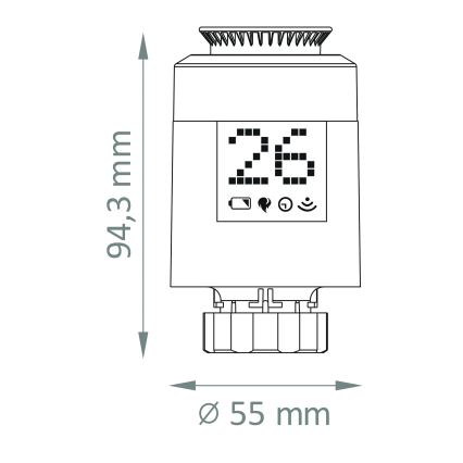 Termostatska glava Wi-Fi ZigBee 2xAA/3V Tuya