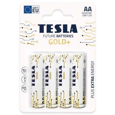 Tesla Batteries - 4 kos Alkalna baterija AA GOLD+ 1,5V