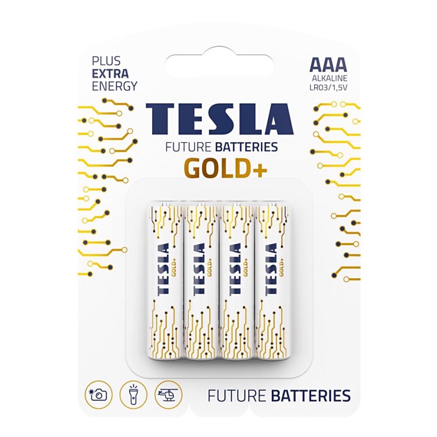 Tesla Batteries - 4 kos Alkalna baterija AAA GOLD+ 1,5V 1350 mAh