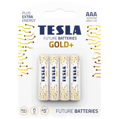 Tesla Batteries - 4 kos Alkalna baterija AAA GOLD+ 1,5V