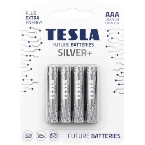 Tesla Batteries - 4 kos Alkalna baterija AAA SILVER+ 1,5V