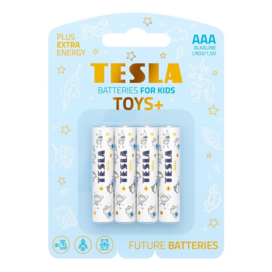 Tesla Batteries - 4 kos Alkalna baterija AAA TOYS+ 1,5V 1300 mAh