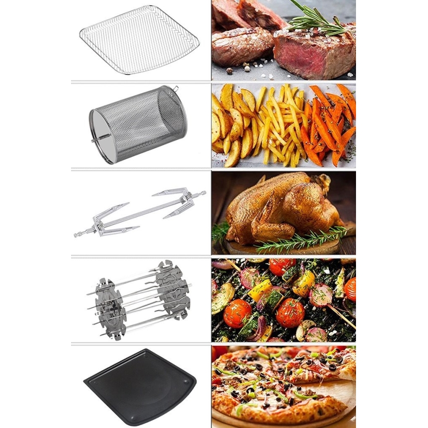 TESLA Electronics AirCook & Grill - Pametni večnamenski digitalni cvrtnik 12 l 1800W/230V