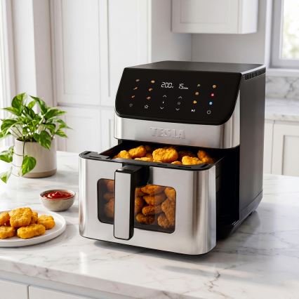 TESLA Electronics AirCook - Friteza na vroč zrak 6,5 l 2100W/230V mat krom/črna