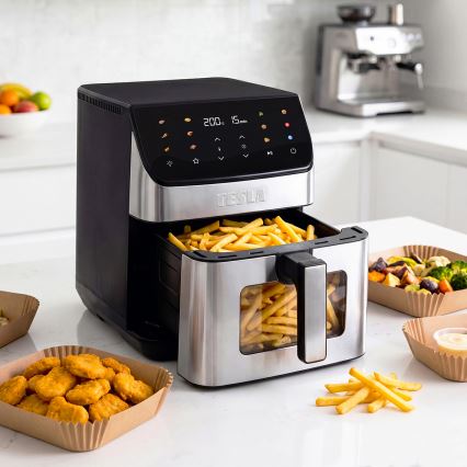 TESLA Electronics AirCook - Friteza na vroč zrak 6,5 l 2100W/230V mat krom/črna