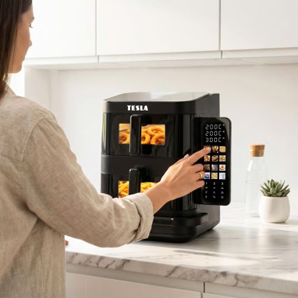 TESLA Electronics AirCook - zračna friteza s tremi conami, 14,5 l, 2800 W / 230 V, črna