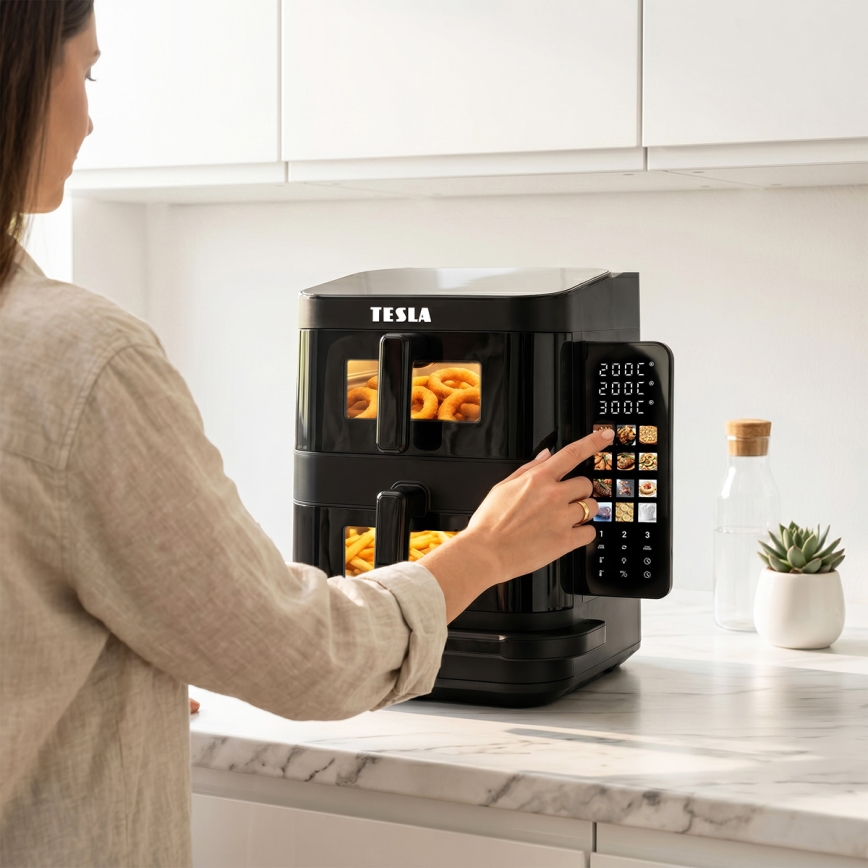 TESLA Electronics AirCook - zračna friteza s tremi conami, 14,5 l, 2800 W / 230 V, črna