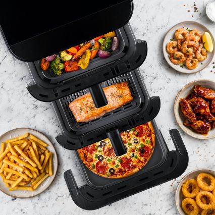 TESLA Electronics AirCook - zračna friteza s tremi conami, 14,5 l, 2800 W / 230 V, črna