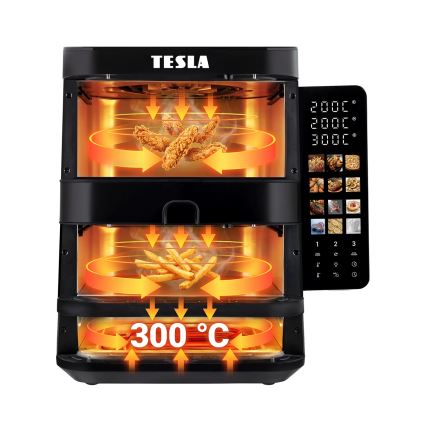 TESLA Electronics AirCook - zračna friteza s tremi conami, 14,5 l, 2800 W / 230 V, črna