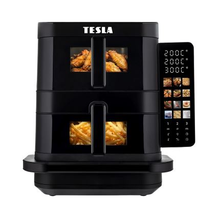 TESLA Electronics AirCook - zračna friteza s tremi conami, 14,5 l, 2800 W / 230 V, črna