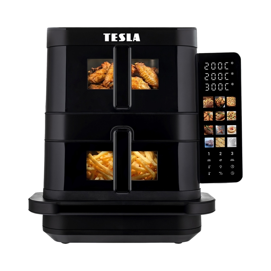TESLA Electronics AirCook - zračna friteza s tremi conami, 14,5 l, 2800 W / 230 V, črna