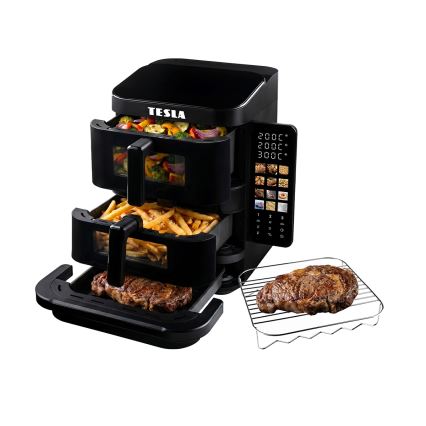 TESLA Electronics AirCook - zračna friteza s tremi conami, 14,5 l, 2800 W / 230 V, črna