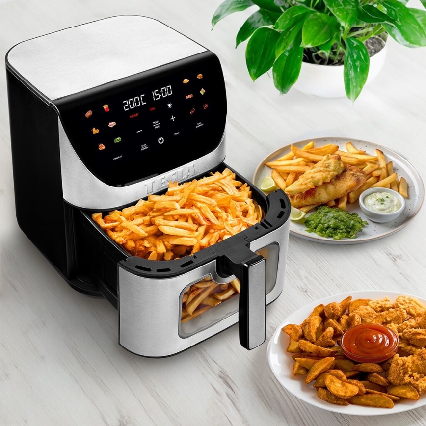 TESLA Electronics AirCook - Pametni večnamenski digitalni cvrtnik na vroč zrak 9 l 1700W/230V Wi-Fi