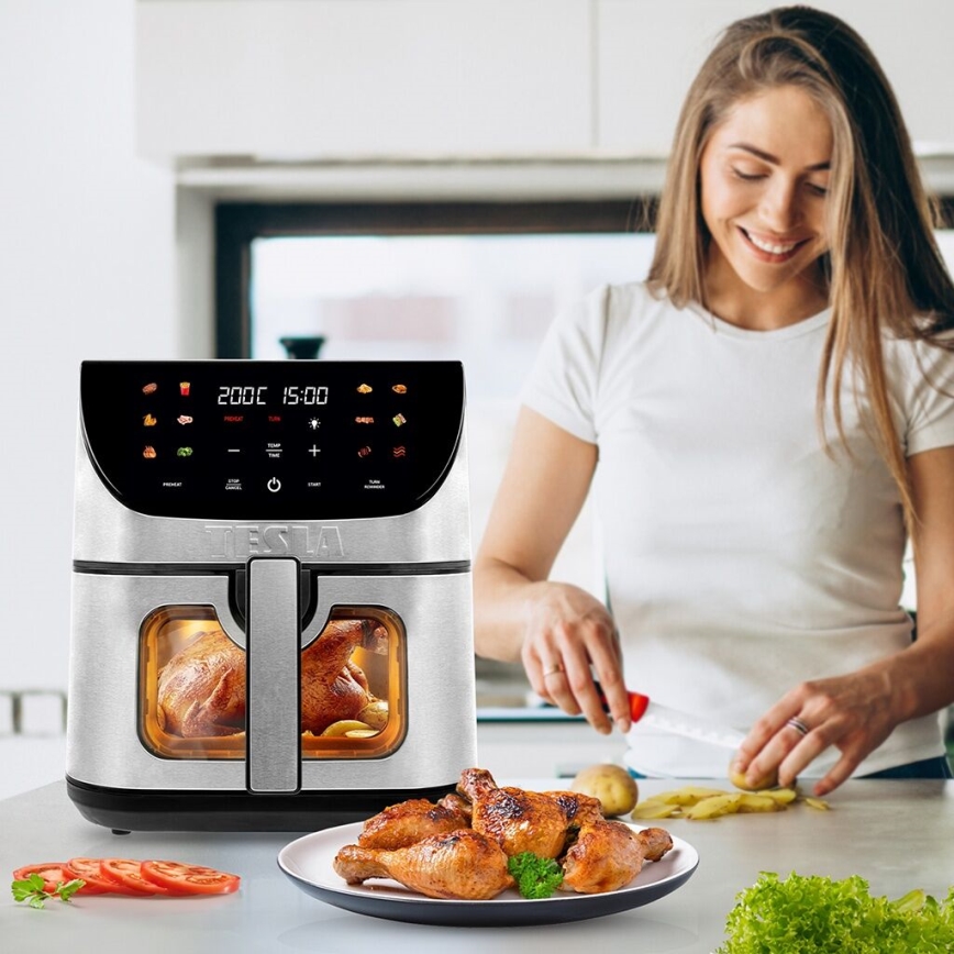 TESLA Electronics AirCook - Pametni večnamenski digitalni cvrtnik na vroč zrak 9 l 1700W/230V Wi-Fi