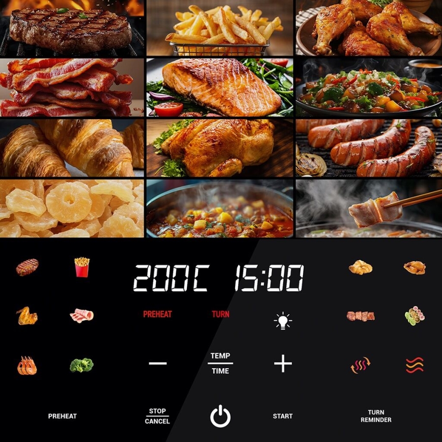TESLA Electronics AirCook - Pametni večnamenski digitalni cvrtnik na vroč zrak 9 l 1700W/230V Wi-Fi