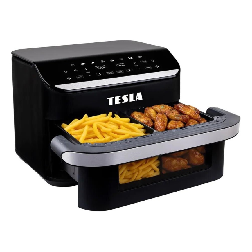 TESLA Electronics AirCook - Večnamenski dvojni digitalni cvrtnik na vroč zrak 10 l 2400W/230V