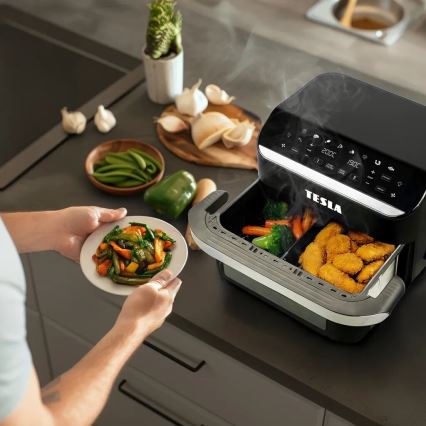 TESLA Electronics AirCook - Večnamenski dvojni digitalni cvrtnik na vroč zrak 10 l 2400W/230V