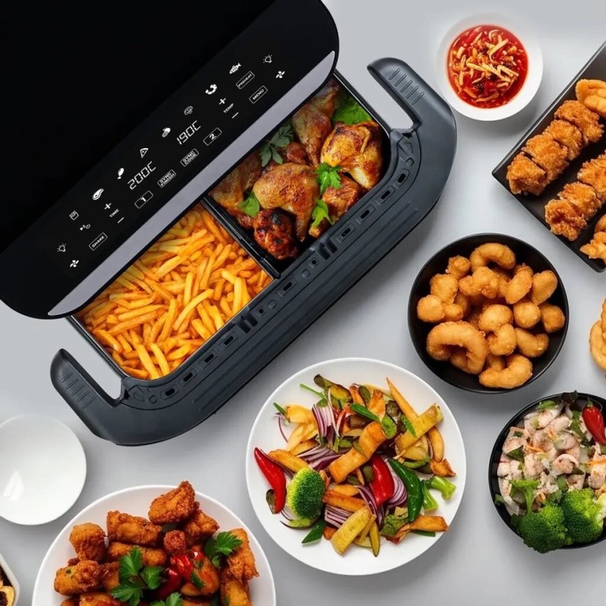 TESLA Electronics AirCook - Večnamenski dvojni digitalni cvrtnik na vroč zrak 10 l 2400W/230V