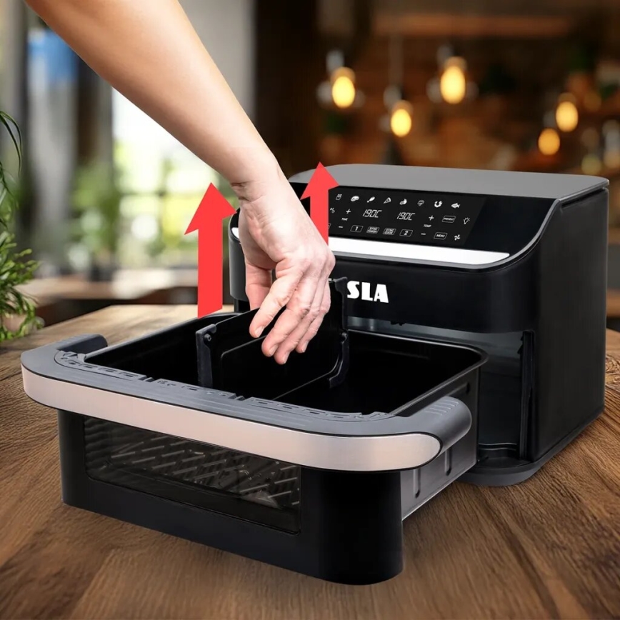 TESLA Electronics AirCook - Večnamenski dvojni digitalni cvrtnik na vroč zrak 10 l 2400W/230V