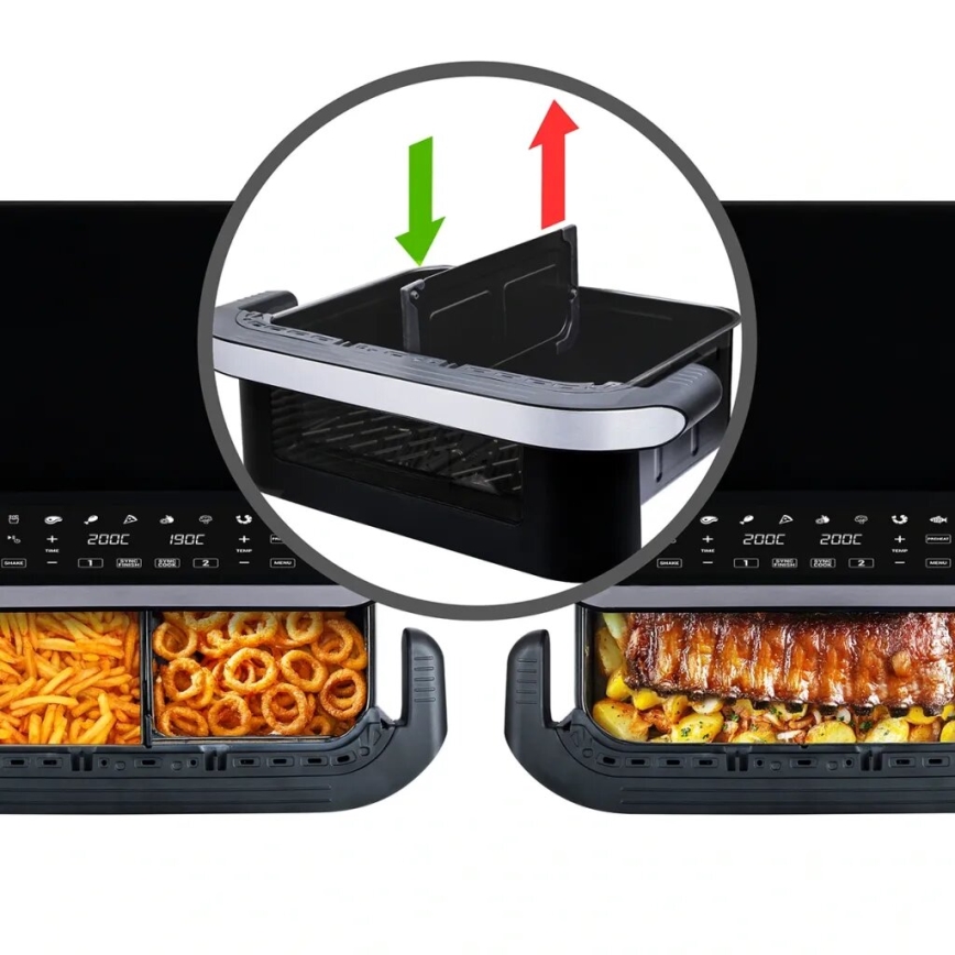 TESLA Electronics AirCook - Večnamenski dvojni digitalni cvrtnik na vroč zrak 10 l 2400W/230V