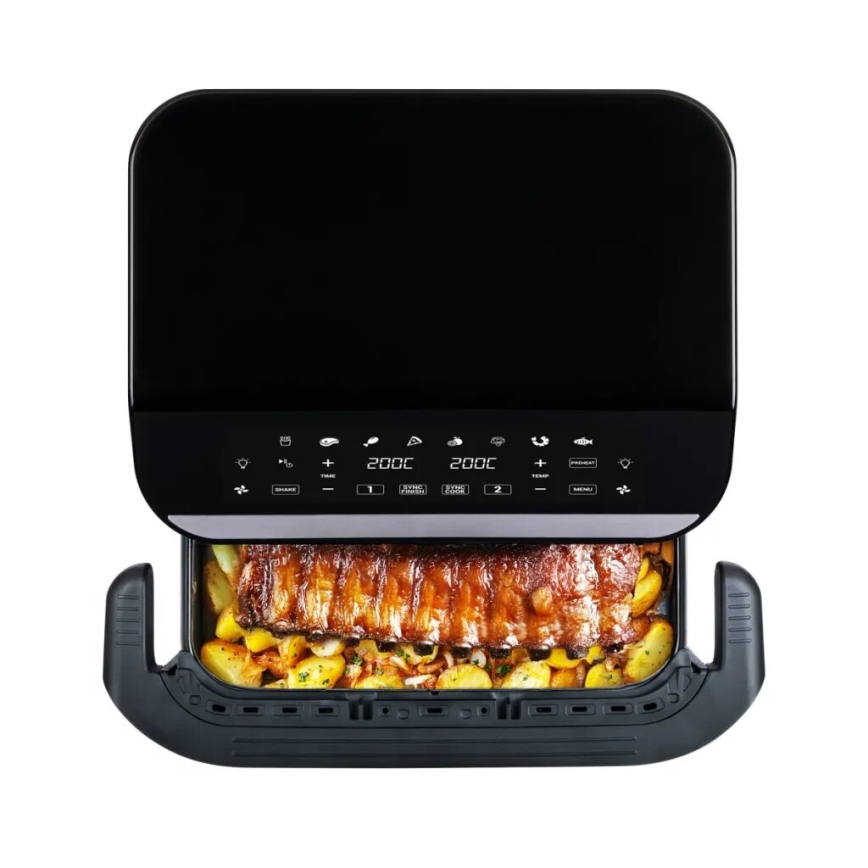 TESLA Electronics AirCook - Večnamenski dvojni digitalni cvrtnik na vroč zrak 10 l 2400W/230V