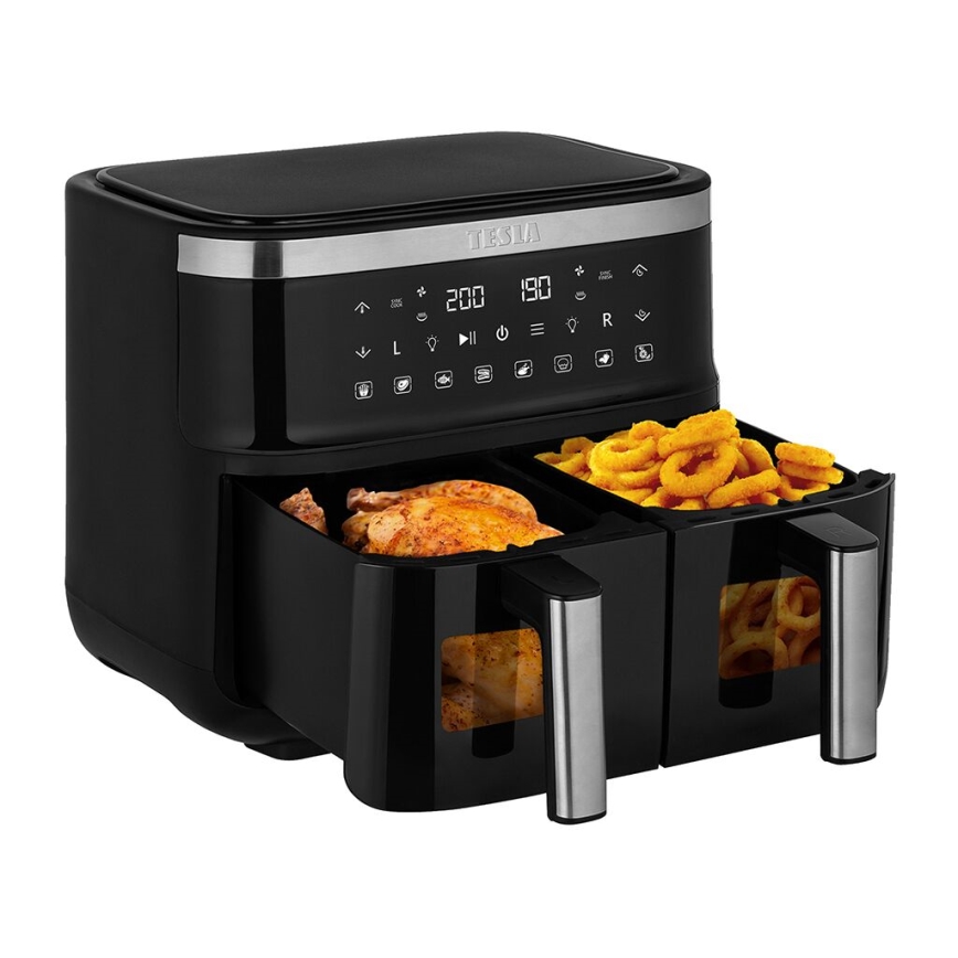 TESLA Electronics AirCook - Večnamenski dvojni digitalni cvrtnik na vroč zrak 7,6 l 2850W/230V