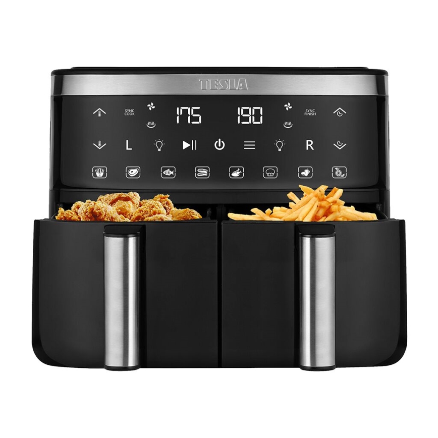 TESLA Electronics AirCook - Večnamenski dvojni digitalni cvrtnik na vroč zrak 7,6 l 2850W/230V