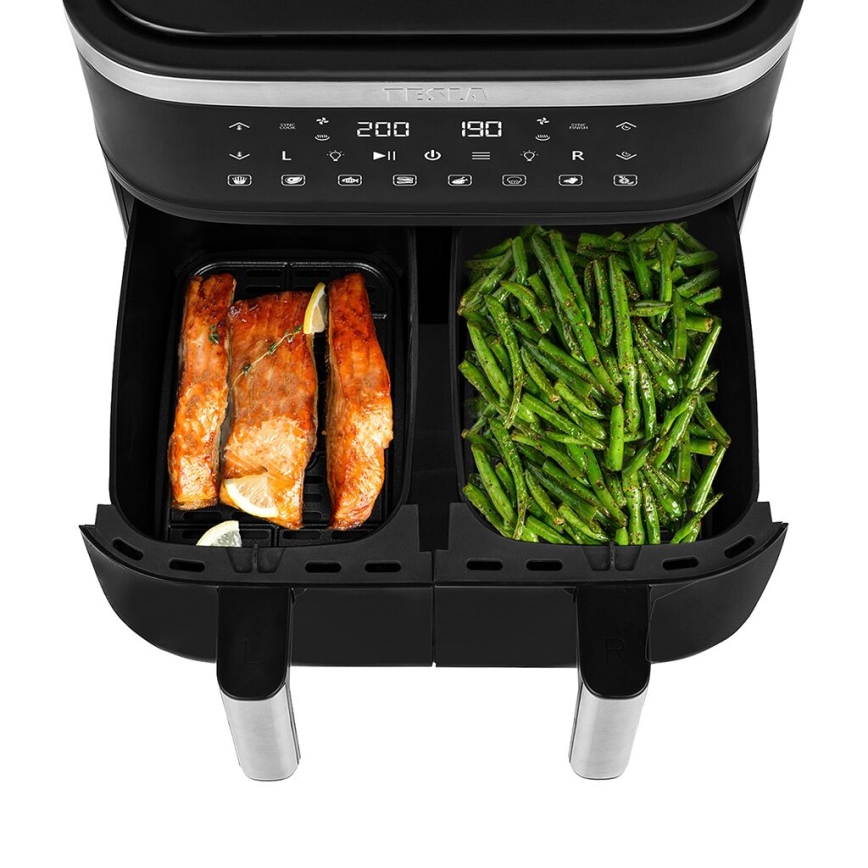 TESLA Electronics AirCook - Večnamenski dvojni digitalni cvrtnik na vroč zrak 7,6 l 2850W/230V
