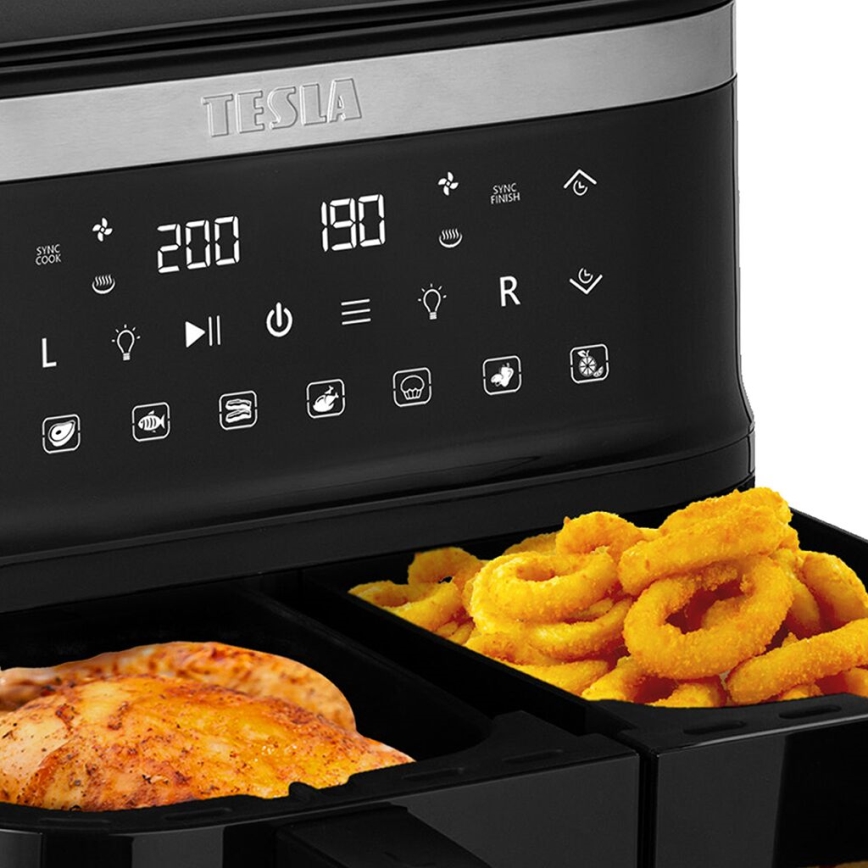 TESLA Electronics AirCook - Večnamenski dvojni digitalni cvrtnik na vroč zrak 7,6 l 2850W/230V