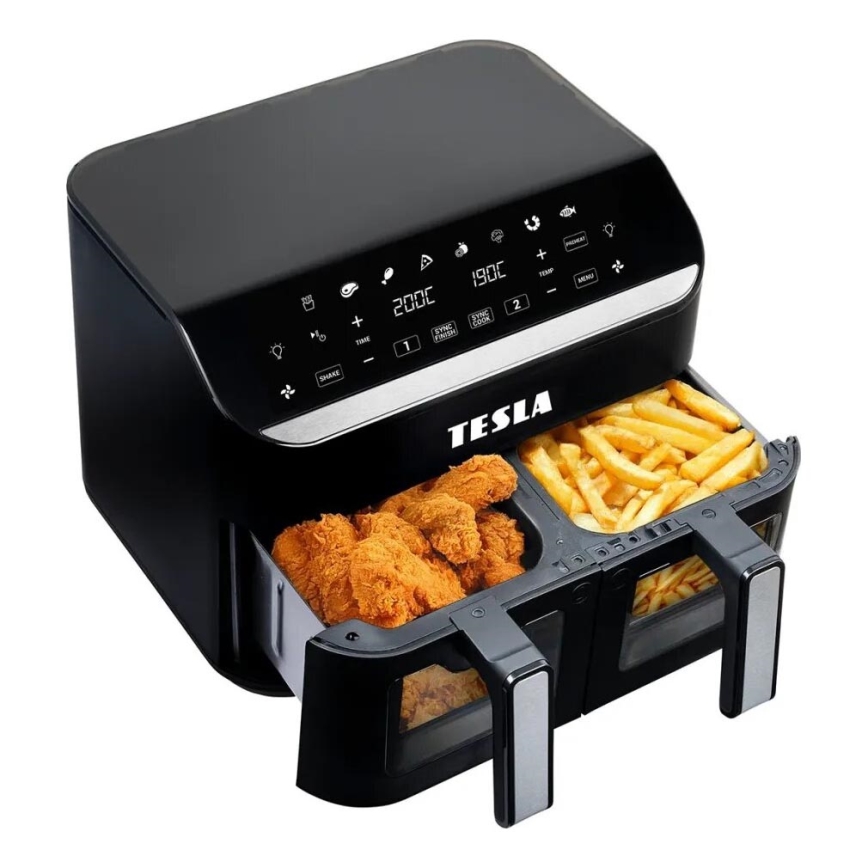 TESLA Electronics AirCook - Večnamenski dvojni digitalni cvrtnik na vroč zrak 9 l 2400W/230V