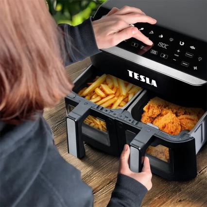 TESLA Electronics AirCook - Večnamenski dvojni digitalni cvrtnik na vroč zrak 9 l 2400W/230V