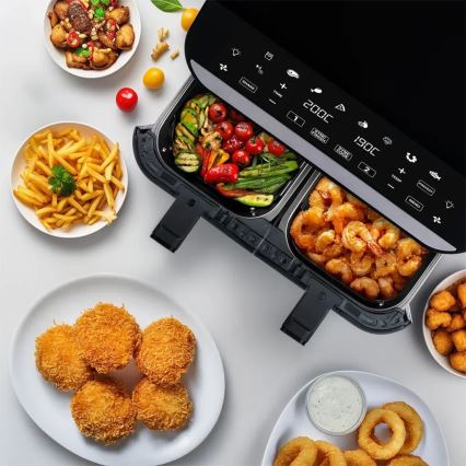 TESLA Electronics AirCook - Večnamenski dvojni digitalni cvrtnik na vroč zrak 9 l 2400W/230V
